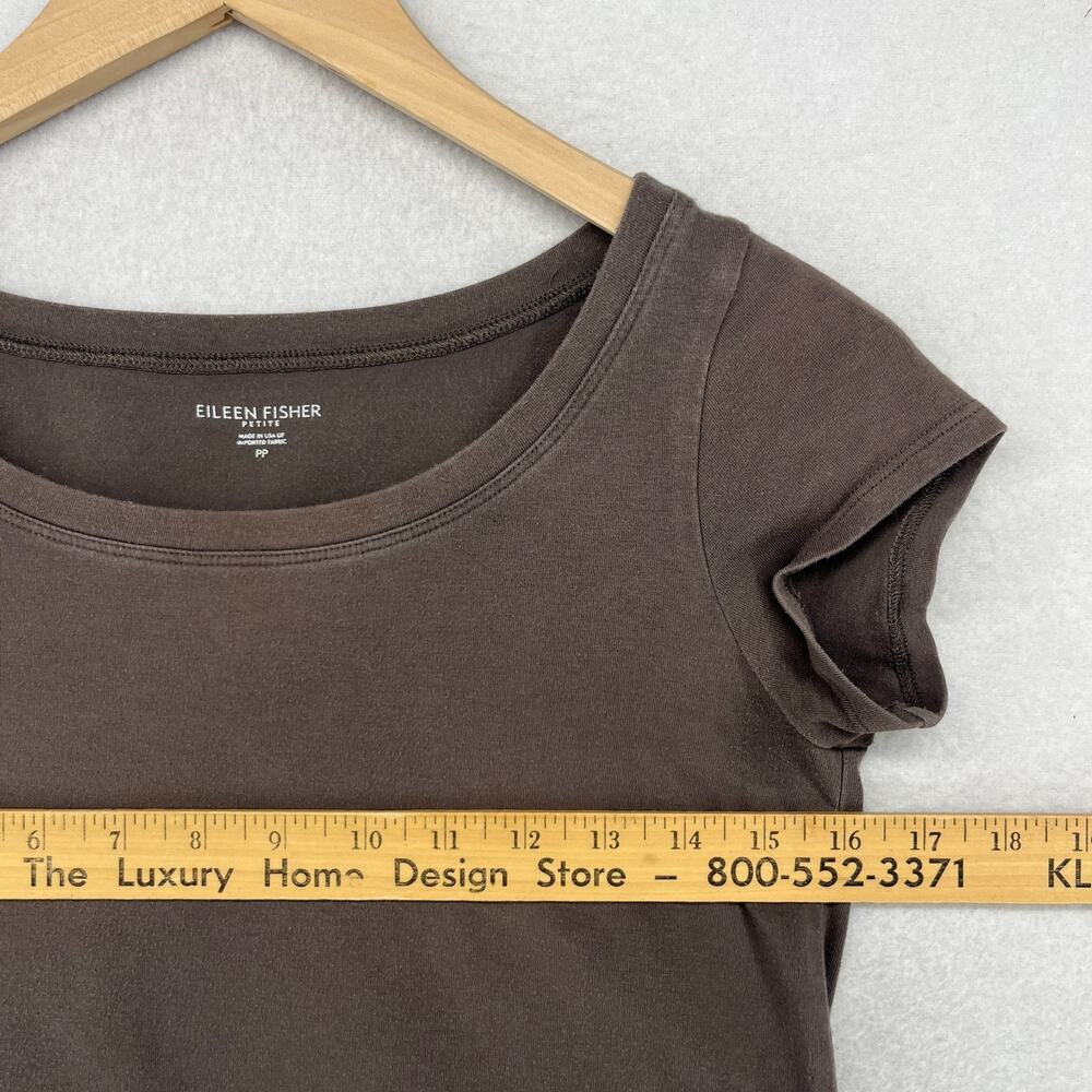 EILEEN FISHER Dress PP Organic Cotton Stretch Jersey T-Shirt Cap Sleeve Brown - Picture 10 of 13